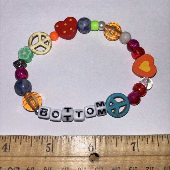 Multicolor “Bottom” Bracelet Adult Humor Beaded Handmade Naughty Accessories - Picture 2 of 3